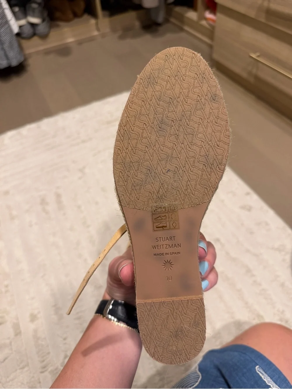 Stuart Weitzman Tan Suede Espadrille Wedge Sandals - Picture 4 of 4